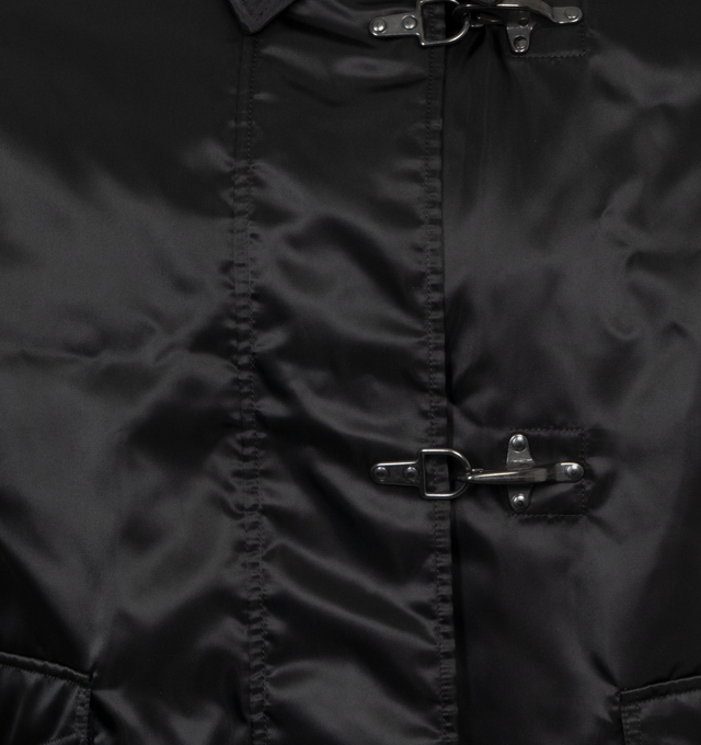 Image 3 of 3 - BLACK - JUNYA WATANABE Nylon Twill Jacket featuring toggle latch closure, flap patch pockets, drawstring at hem, collar and elastic cuffs. Nylon.  