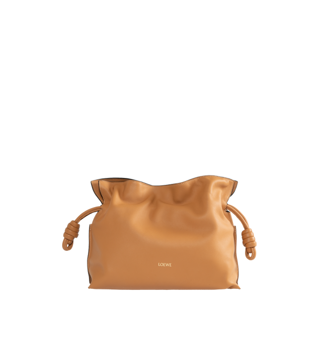 Image 1 of 3 - BROWN - LOEWE Flamenco Clutch featuring shoulder, crossbody or hand carry, detachable and adjustable strap, discreet magnetic closure, suede lining and LOEWE embossed. 9.6 x 11.8 x 4.1 inches. Nappa Calf. Made in Spain.