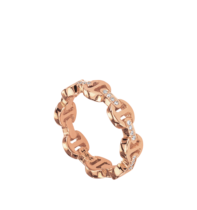 Image 2 of 2 - GOLD - HOORSENBUHS Dame Tri-Link Ring with Diamond Bridges featuring solid 18K gold construction, hand set diamond bridges, classic tri-link architecture and band width: 5.4mm. Size 9.Hirshleifers offers a range of initial pieces from this collection in-store. For personal consultation and detailed information about jewelry, please contact our dedicated stylist team at personalshopping@hirshleifers.com. This item may be restricted for online purchase to international clients. For assistance p