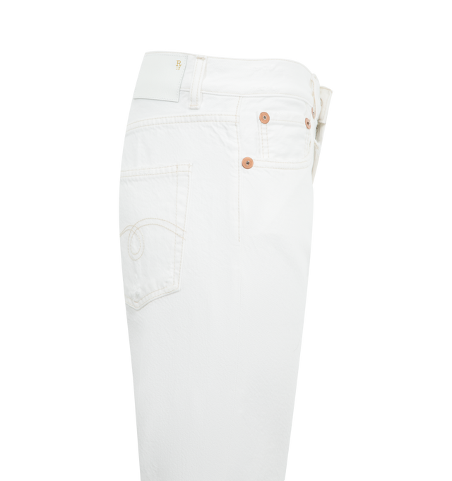 Image 3 of 3 - WHITE - R13 BF Jean featuring five-pocket style, relaxed fit, ankle length, button zip fly and belt loops. Cotton. Made in Italy.