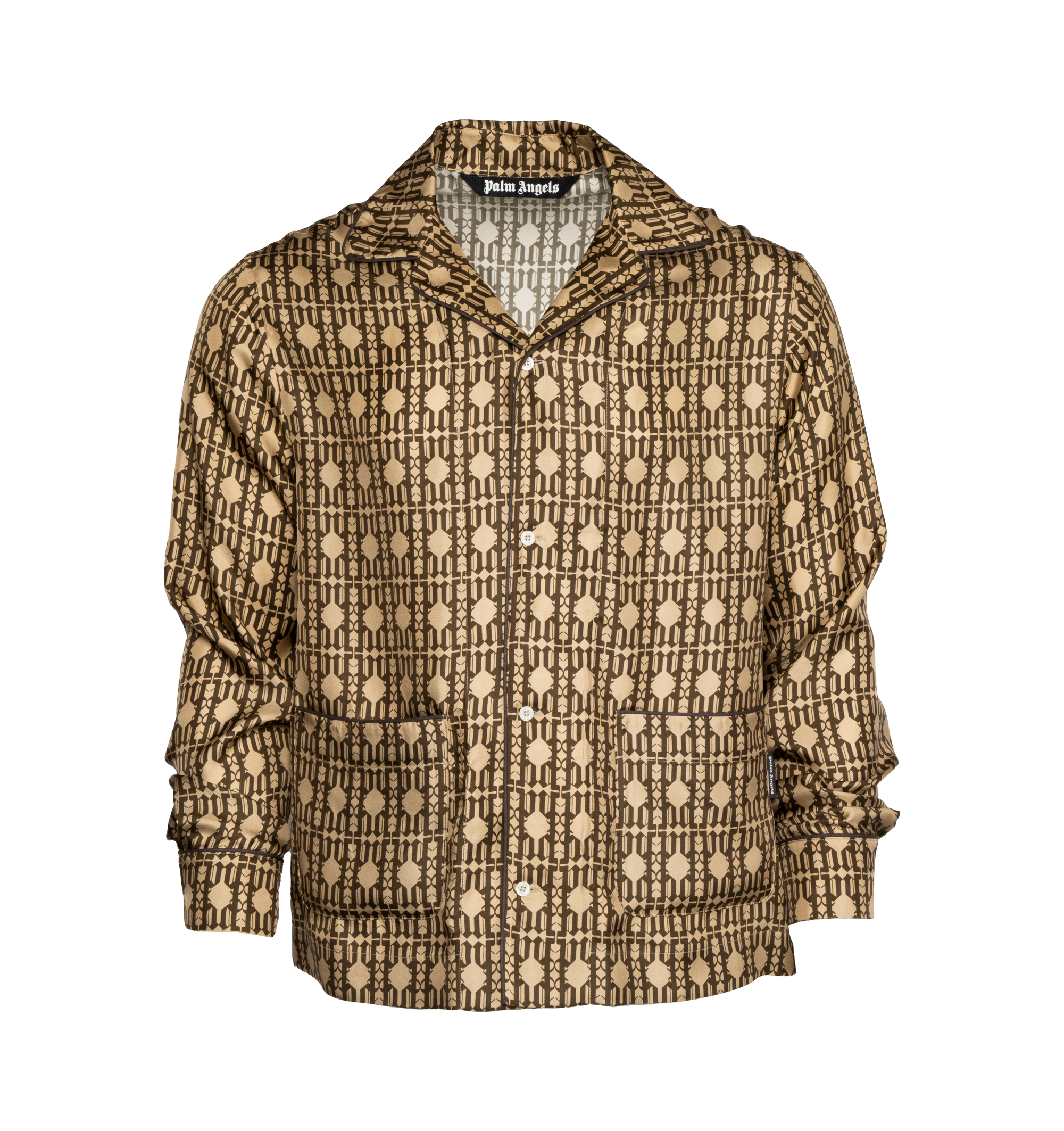 Palm Angels Monogram-Print Silk Shirt