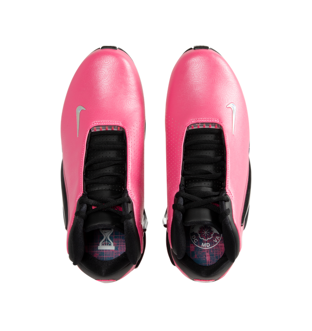 Image 5 of 5 - PINK - Nike Womens Air Zoom Hyperflight Sneakers feature a synthetic leather upper. Designed with a high-collar silhouette, lace-up closure, responsive Air Zoom cushioning, plush foam midsole, and durable rubber outsole. Upper: Synthetic Leather; Cushioning: Air Zoom; Midsole: Foam; Outsole: Rubber. Imported