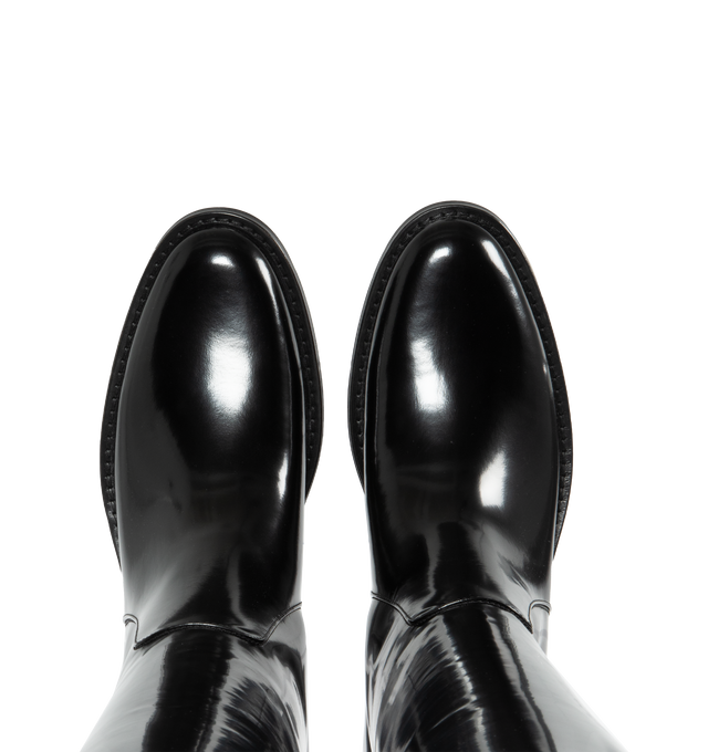 Image 4 of 4 - BLACK - SAINT LAURENT Hunt Boot featuring a round toe and d-ring back tab. 95% calfskin leather, 5% brass. Made in Italy.  