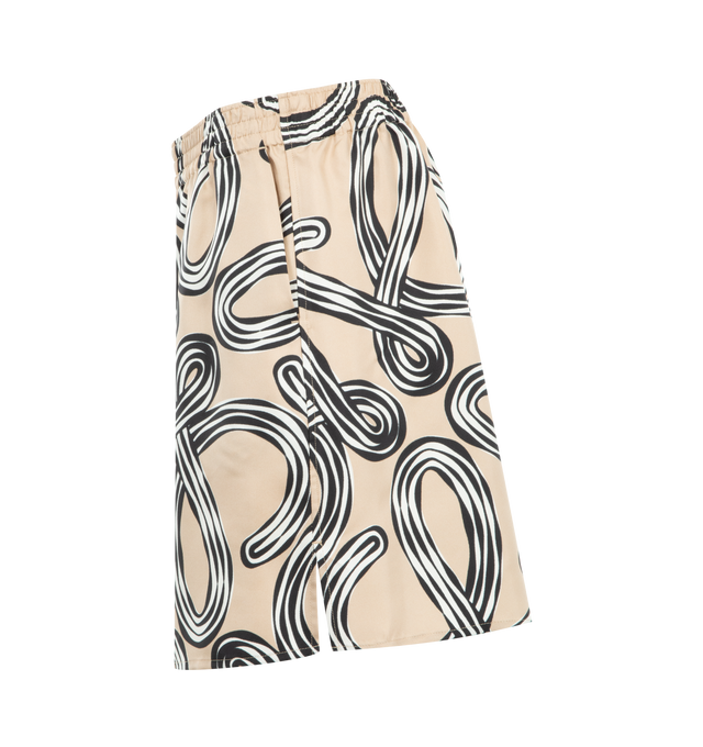 Image 3 of 3 - NEUTRAL - LOEWE PAULA'S IBIZA Shorts in lightweight printed silk twill featuring an allover Anagram print, regular fit, short length, mid waist, elasticated waist, seam pockets and split sides. Silk. Made in Italy.
