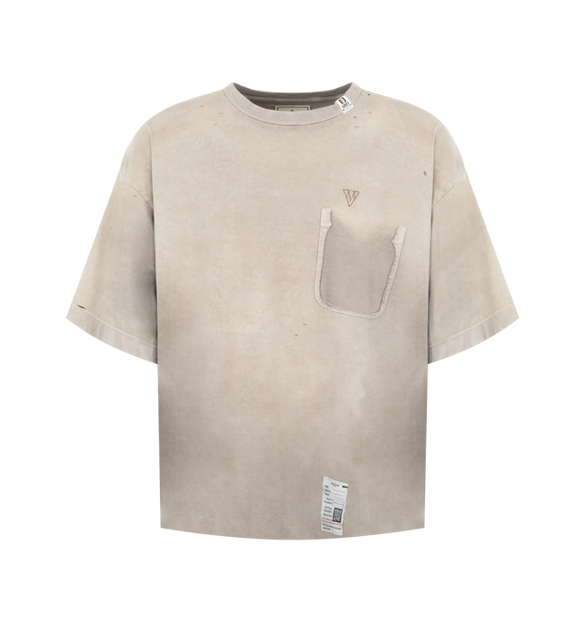 Image 1 of 2 - NEUTRAL - Maison Mihara Yasuhiro Men's Sun Faded T-Shirt is crafted from cotton and features a relaxed silhouette with a sun-faded finish for a naturally worn, vintage-inspired look. This designer T-shirt combines soft everyday comfort with Maison Mihara Yasuhiro's signature contemporary aesthetic, while the intentional fading gives each piece a unique character. Main Material: 100% Cotton. Made in Japan.