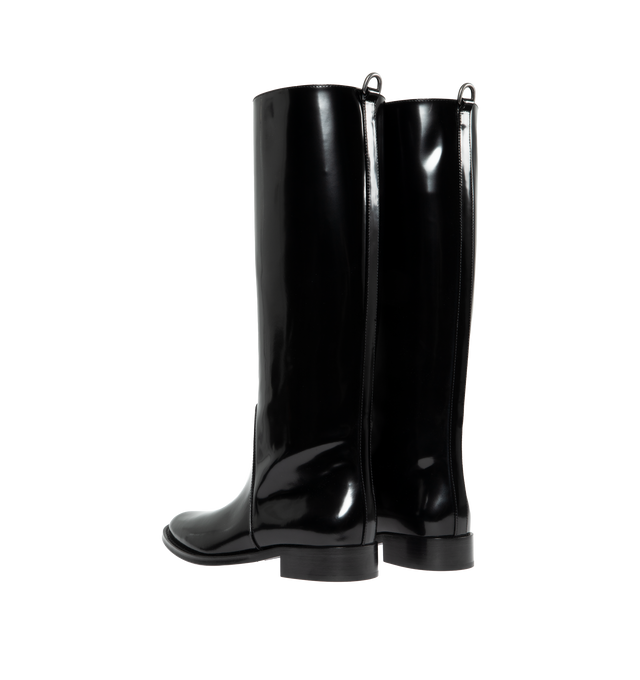 Image 3 of 4 - BLACK - SAINT LAURENT Hunt Boot featuring a round toe and d-ring back tab. 95% calfskin leather, 5% brass. Made in Italy.  