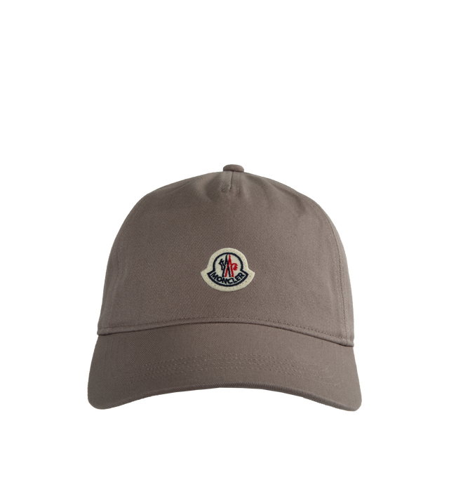 Image 1 of 2 - BROWN - MONCLER Logo Baseball Cap featuring cotton gabardine, mesh lining, hook-and-loop back strap, embroidered logo lettering and felt logo. 100% cotton.  