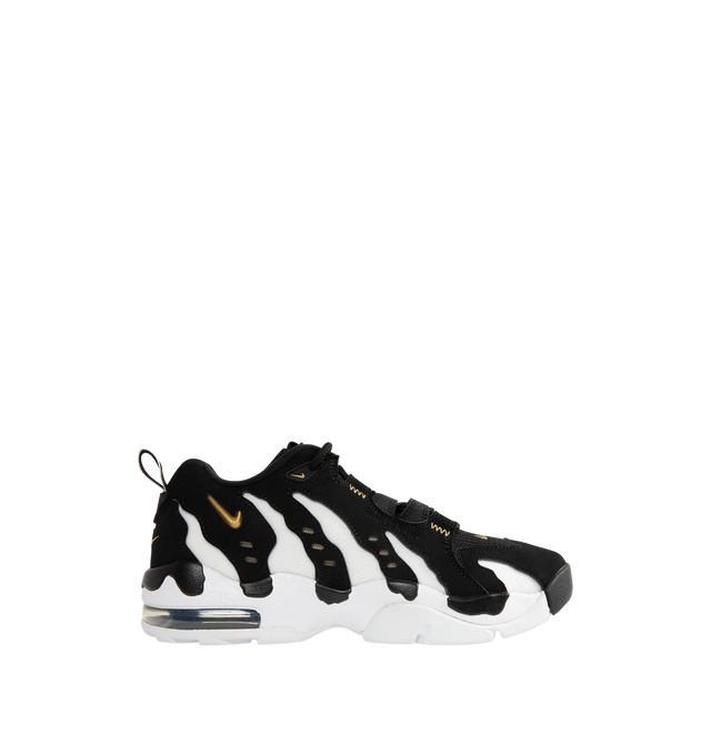 Image 1 of 5 - BLACK - NIKE Air DT Max '96 Low Sneaker featuring bold synthetic leather and mesh paneling on the upper, low-top, visible Max Air unit and rubber sole.