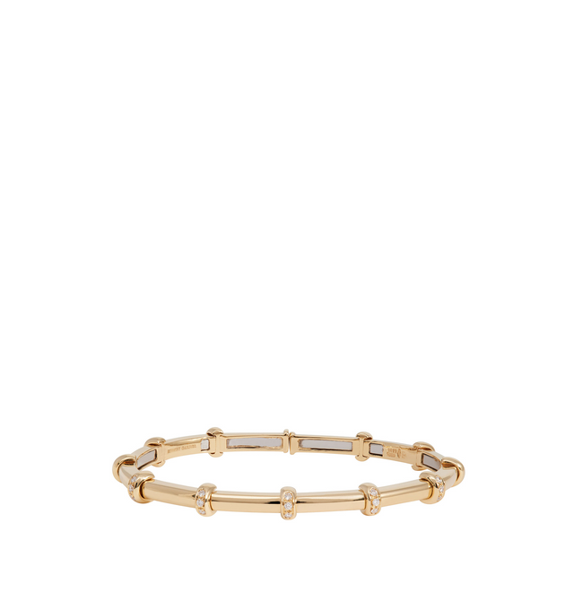 Image 1 of 1 - GOLD - SIDNEY GARBER Carly Bracelet with Diamonds featuring a slender band punctuated with diamond-studded gold rings. Diamonds .14 Carats. 18k Yellow Gold. Circumference: Approximately 6in.