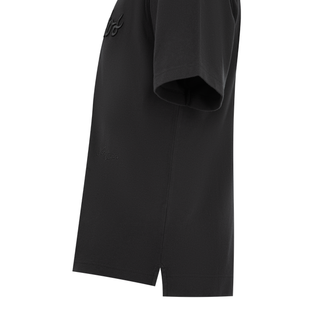 Image 3 of 3 - BLACK - ACNE STUDIOS Embroidered Logo T-Shirt featuring crew neck, relaxed unisex fit, 3-D embroidered logo, sprayed vintage finish and short sleeves. 100% cotton.