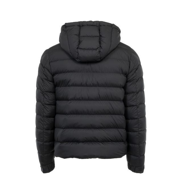 BLACK - MONCLER Arneb Down Jacket featuring lightweight micro chic lining, down-filled, adjustable and detachable hood, zipper closure, zipped pockets, adjustable cuffs with snap button closure and leather logo. 100% polyester. Padding: 90% down, 10% feather.