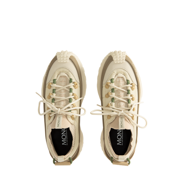 Image 5 of 5 - NEUTRAL - MONCLER Trailgrip Lite3 Sneakers featuring knit fabric, nylon fabric and textured PU upper, elastic fabric and mesh insole, lace-up, carbon sole, TPU spoiler, EVA midsole, special Vibram MEGAGRIP rubber compound tread and OrthoLite insole. 100% polyester. Lining: 100% polyamide/nylon. Sole: 100% elastodiene.
