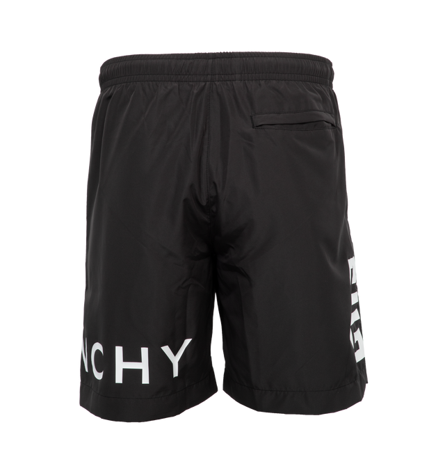 Image 3 of 6 - BLACK - GIVENCHY 4G NYLON LONG SWIMWEAR are made with recycled nylon with Givenchy 4G contrasted print, two side pockets, one back welt pocket and elastic waist. 100% polyester. Lining: 100% polyester. 
