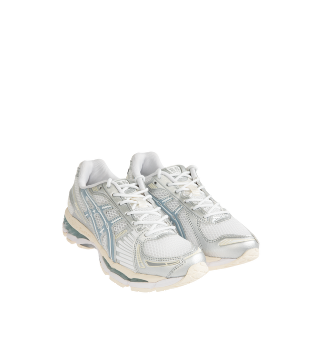 Image 2 of 5 - WHITE - ASICS Gel-Kayano 12.1 Sneaker featuring breathable mesh underlays, GEL-NIMBUS17 tooling system, FLUIDRIDE technology, rearfoot and forefoot GEL technology and dope dyed recycled sockliner mesh.