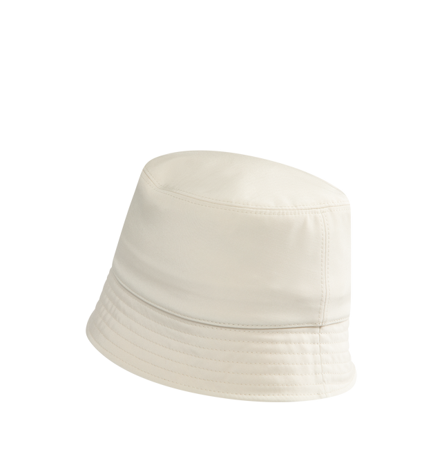 Image 2 of 2 - WHITE - Moncler Micro Cotton Bucket Hat has a signature logo at the front and a cotton lining. 85% polyester, 15% cotton.