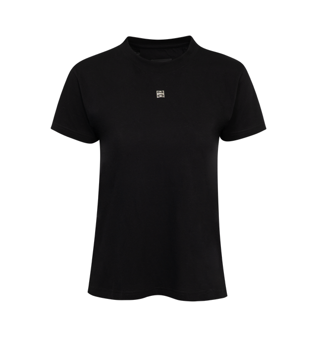 Image 1 of 2 - BLACK - GIVENCHY Crew Neck T-Shirt featuring short-sleeves, crew neck, small contrasting 4G emblem embroidered on the front and slim fit. 100% cotton. Made in Italy. 