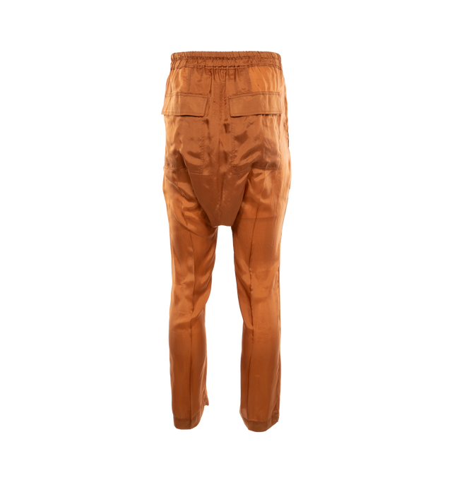 Image 2 of 4 - BROWN - RICK OWENS drawstring cropped pants in heavy cotton poplin with above-ankle length and dropped crotch, elasticized waist with drawstring, concealed fly, two side front pockets and two square back pockets. 97% COTTON  3% ELASTANE. 