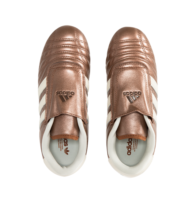 Image 5 of 5 - BROWN - ADIDAS Taekwondo Sneakers featuring a low-profile, slip-on design, leather upper that has a metallic sheen, super low-profile rubber outsole and regular fit.