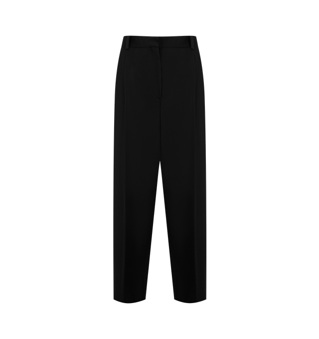 Image 1 of 5 - BLACK - The Row Richelle Pants are a mid-rise style with tapered legs, pressed front and back creases, and side seam pockets. 100% cashmere. Made in Italy.