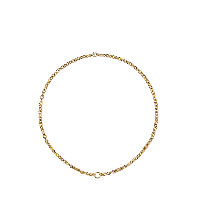Image 1 of 3 - GOLD - Boochier Yellow Gold Slinkee Clip Necklace is crafted from 18k recycled yellow gold. Designed to be worn alone or personalized with pendants, this signature necklace is accented with four Slinkee motifs and is available in multiple lengths for versatile styling. Lengths Available: 26 in. Hirshleifers offers a range of pieces from this collection in-store. For personal consultation and detailed information about jewelry, please contact our dedicated stylist team at personalshopping@hirs