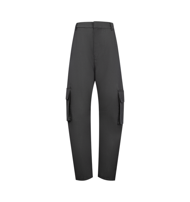 Image 1 of 3 - NAVY - BALENCIAGA Relaxed Cargo Pant featuring a wide, barrel-leg cargo silhouette, durable canvas, high-waisted, relaxed fit and utility pockets at each side. 100% cotton. Made in Italy.
