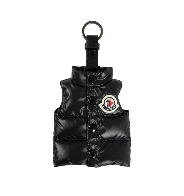 Image 1 of 1 - BLACK - MONCLER VEST KEY RING is a padded vest key ring that is a perfect accessory for decorating keys, bags and fanny packs. 100% nylon. 