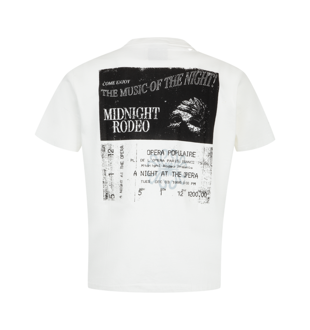 Image 2 of 2 - WHITE - Midnight Rodeo Men's 'Box Office' T-Shirt is crafted from cotton and features a classic-fit silhouette, short sleeves, and graphic designs on the front and back. Main Material: Cotton.