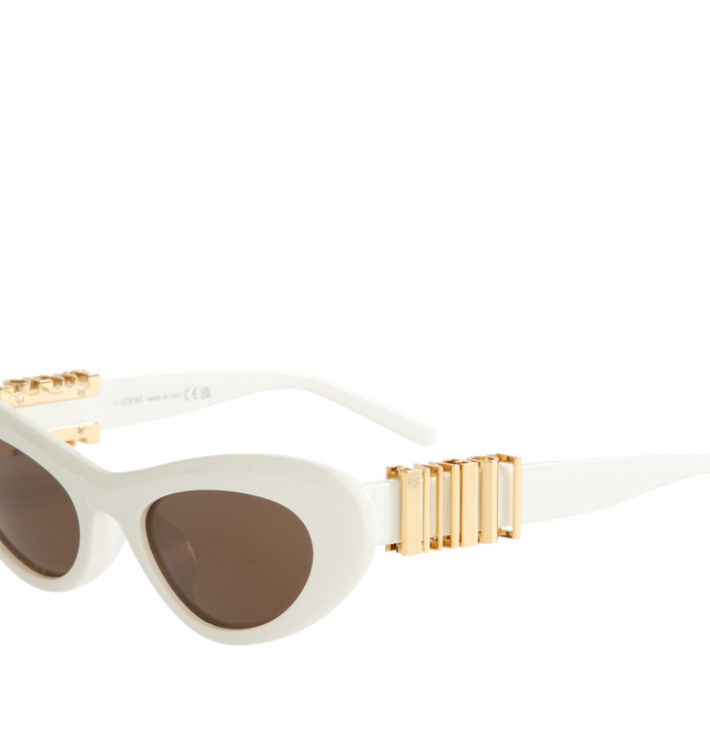 Image 3 of 3 - WHITE - Loewe Slim sunglasses in a slim acetate construction with LOEWE in a gold finish on the temple. UVA/UVB protection.