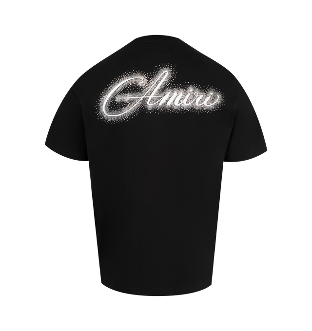 Image 2 of 2 - BLACK - AMIRI Script T-shirt featuring cotton jersey, rib-knit crewneck, short sleeves, logo and graphic printed at chest and graphic printed at back. 100% cotton. Made in Italy.