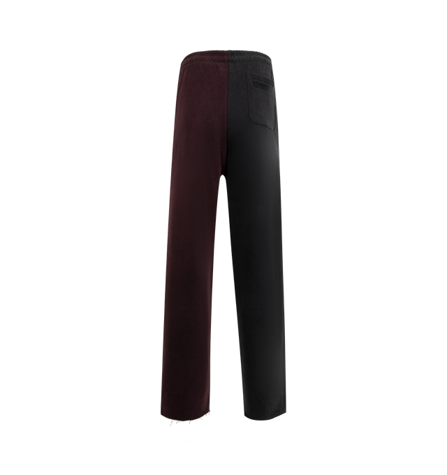 Image 2 of 3 - BLACK - VETEMENTS Cradle of Filth Cut Up Baggy Sweatpants featuring elasticized waistband, three-pocket styling, text printed at front and relaxed fit. 80% cotton, 20% polyester. Made in Portugal.