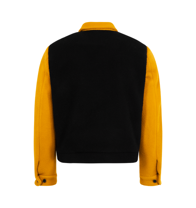 Image 2 of 3 - YELLOW - SECOND LAYER Corky Jacket featuring brushed virgin wool and cashmere blend, spread collar, zip closure, seam pockets at waist, buttoned barrel cuffs, welt pockets at interior and logo-woven satin twill lining. 72% virgin wool, 25% polyamide, 3% cashmere. Lining: 100% polyester. Made in Italy.