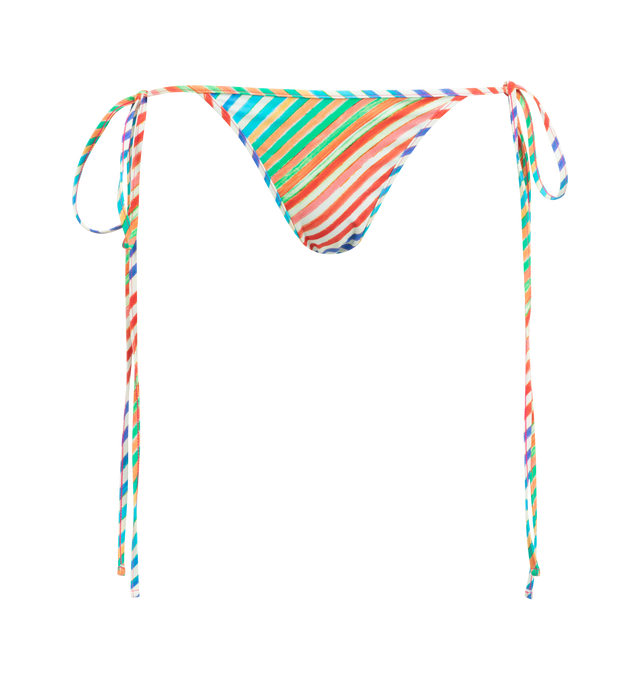 Image 1 of 2 - MULTI - CHRISTOPHER JOHN ROGERS Crayon Stripe String Bikini Bottom featuring stripes throughout, low waist and side ties.