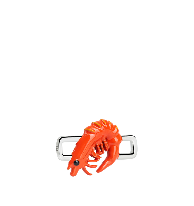 Image 3 of 8 - ORANGE - Poubel by The Gstaad Guy Gambero Rosso Charm, also known as The Red Prawn. All charms are made of .925 sterling silver, and are hand-painted using non-toxic lead-free enamel. Links sold separately. Hirshleifers offers a range of initial pieces from this collection in-store. For personal consultation and detailed information about jewelry, please contact our dedicated stylist team at personalshopping@hirshleifers.com