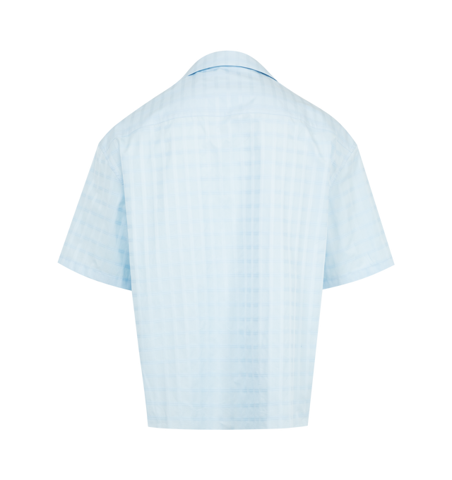 Image 2 of 2 - BLUE - LOEWE Short sleeve shirt in lightweight cotton jacquard featuring a textured check pattern, relaxed fit, regular length, camp collar, button front fastening and LOEWE Anagram embroidered patch pocket placed on the chest. Cotton. Made in Italy.