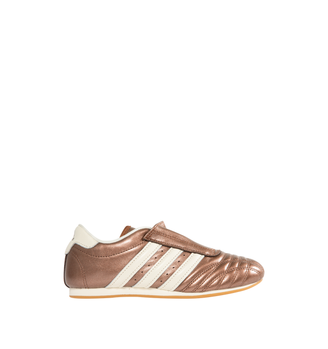 Image 1 of 5 - BROWN - ADIDAS Taekwondo Sneakers featuring a low-profile, slip-on design, leather upper that has a metallic sheen, super low-profile rubber outsole and regular fit.