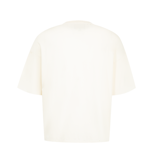 Image 2 of 2 - NEUTRAL - UGG X Willy Chavarria Men's Hug It Tee is crafted in a distressed cotton material with a signature graphic on the front of the tee "Let's Ugg It Out" with distressed details throughout.