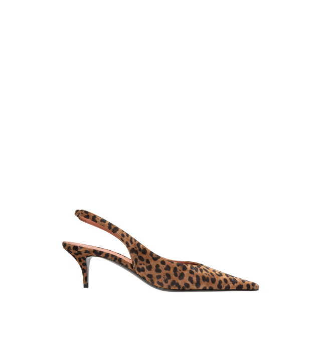 Image 1 of 4 - BROWN - AMINA MUADDI Anok Printed Suede Slingback Pumps featuring elasticated slingback strap, pointed toe and 55mm heels. Upper: calf leather (suede). Lining: leather. Sole: leather insole, leather and rubber sole. Made in Italy.