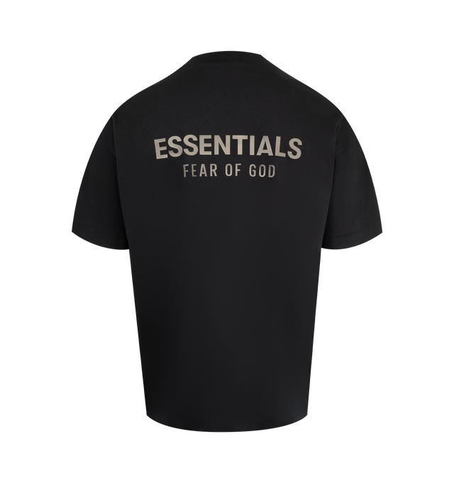 Image 2 of 2 - BLACK - FEAR OF GOD ESSENTIALS Classic Tee is made from medium-weight 100% cotton jersey featuring rib-knit crewneck, classic fit with signature Fear of God relaxed proportions, branding includes a Fear of God Essentials translucent rubberized label at the center front and a new "Essentials Fear of God" beveled metallic logo across the back. 100% cotton.