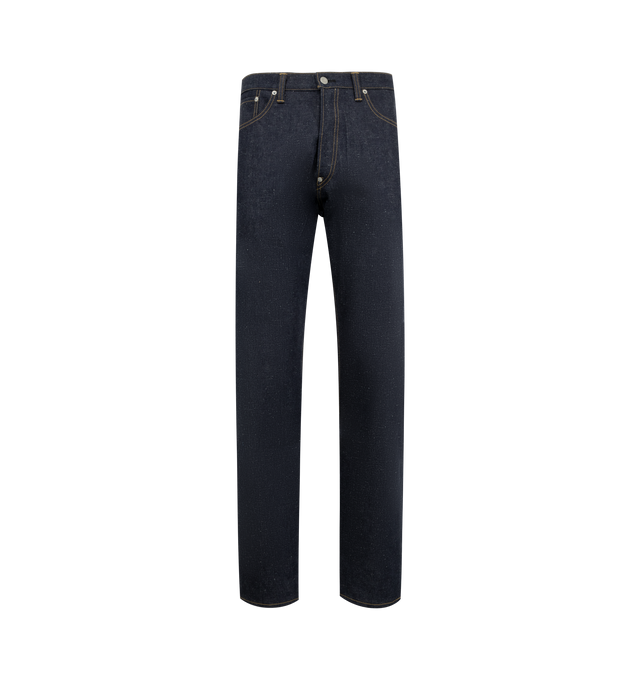 Image 1 of 3 - BLUE - HUMAN MADE Straight Denim Pants Past featuring a straight silhouette, made from lightweight denim, paper label on back pocket, 5 pocket style and button zip closure. 100% cotton.
