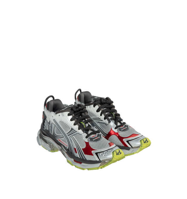 Image 2 of 5 - MULTI - BALENCIAGA Runner Sneakers featuring lace-up closure, pull-loop at heel collar, logo rubberized at heel tab, textured foam rubber midsole and treated rubber outsole. Upper: textile, synthetic, rubber. Sole: rubber. Made in China. 