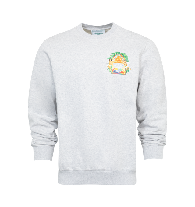 Image 1 of 2 - GREY - CASABLANCA Triomphe D'orange Sweatshirt featuring long-sleeves, crew neck, ribbed collar and cuffs and printed graphic at chest. 100% cotton.  