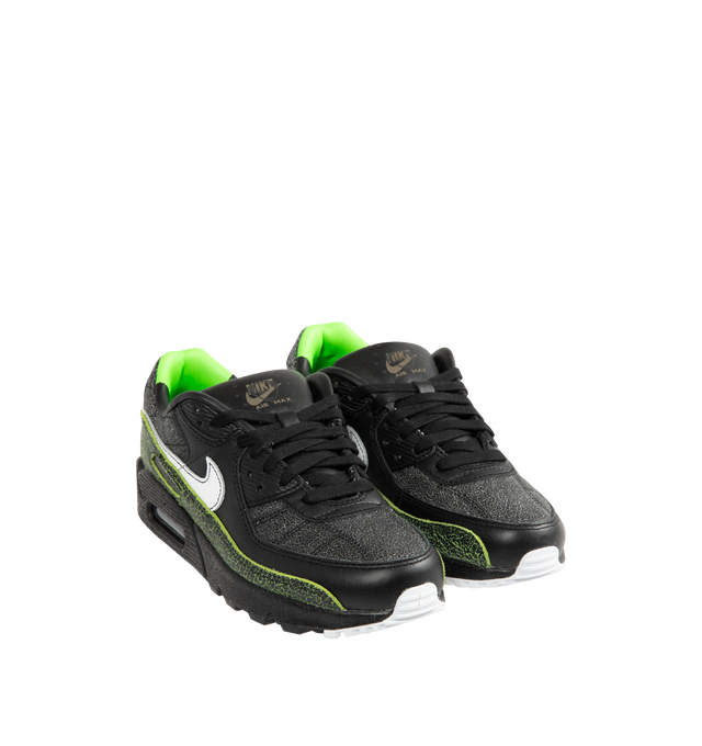 Image 2 of 5 - BLACK - NIKE Air Max 90 "Tiempo" Sneaker featuring Mad 90 Pack with four Air Max 90 designs inspired by classic Nike soccer cleats, Tiempo Edition, the "Tiempo" capsule blends soccer culture with an authentically Chinese punk rock spirit, diamond quilting, distressed overlays, plush and comfortable, Max Air cushioning, padded collar, foam midsole and rubber outsole.
