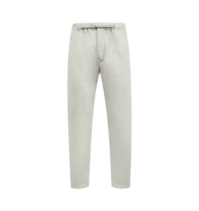 Image 1 of 3 - GREY - POST O'ALLS Post Coach Pants featuring an elastic waistband with a built-in belt, relaxed silhouette and an internal drawcord at the hem. 80% polyester, 10% rayon, 10% acrylic. Made in Japan.