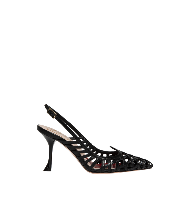 Image 1 of 4 - BLACK - ROGER VIVIER I Love Vivier Multistrap Slingback Pumps featuring leather upper, ankle strap, leather insole with heart-shaped insert, lacquered heel 3.3 ins and leather outsole. 