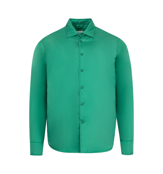 Image 1 of 3 - GREEN - ASPESI Camicia Re-Shirt featuring soft lightweight water-repellent nylon, nylon lining and padding in medium-weight wadding, visible press-stud fastening, in-seam side pockets, cuff with slit and press-studs, customised label with micro-injected aspesi logo and regular fit. 100% nylon.