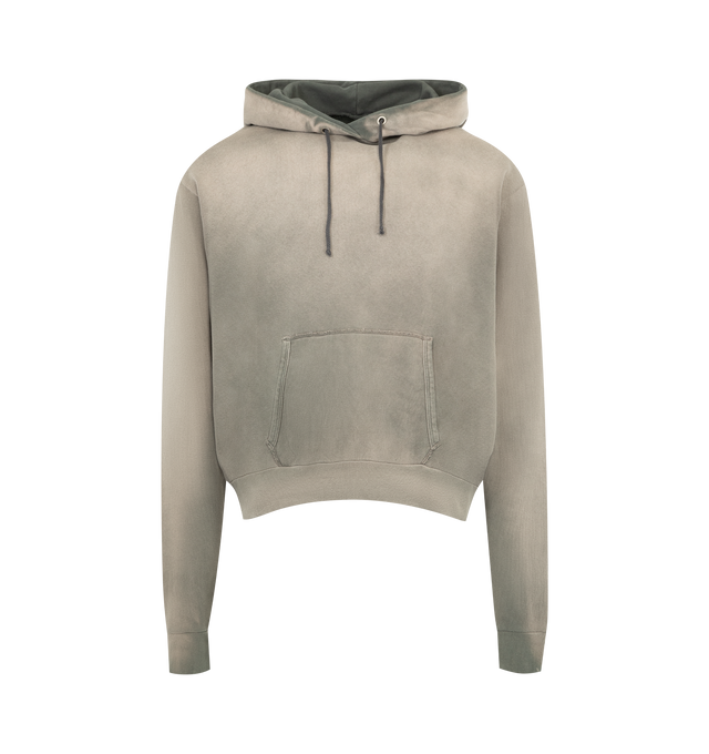 Image 1 of 2 - BROWN - MAISON MARGIELA Cotton Hooded Sweatshirt featuring a drawstring hood, kangaroo pocket, ribbed trims, a small M label at the hem and signature four stitches appear. 100% cotton. Made in Italy.