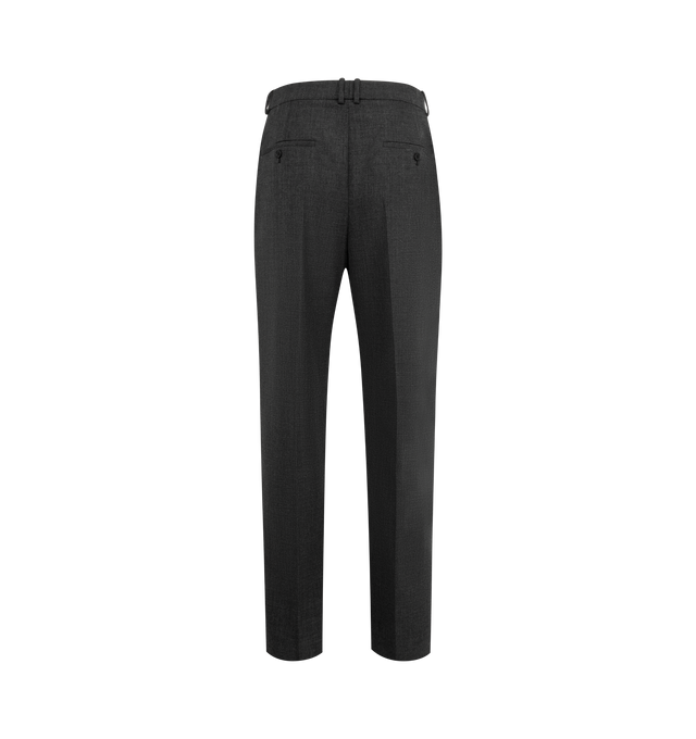 Image 2 of 3 - GREY - SAINT LAURENT Wool Pant featuring high-waist, tailored, made with certified wool, a straight leg, center crease, concealed button, hook, and zip closure, two slash pockets at the front, two welt pockets at the back and waistband with belt loops. 100% wool. Made in Italy.
