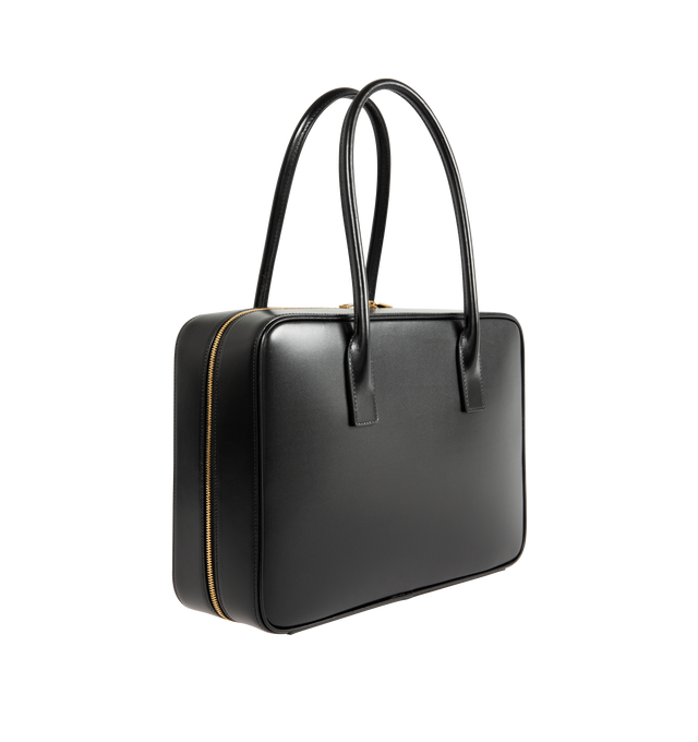 Image 2 of 3 - BLACK - SAINT LAURENT Sac De Jour Bauletto Bag crafted in smooth leather featuring a wide double-zip opening, long handles, leather lining, bronze-tone hardware, zip closure, one zip pocket and one flat pocket. 13" x 9.3" x 3.9". Calfskin. Made in Italy.