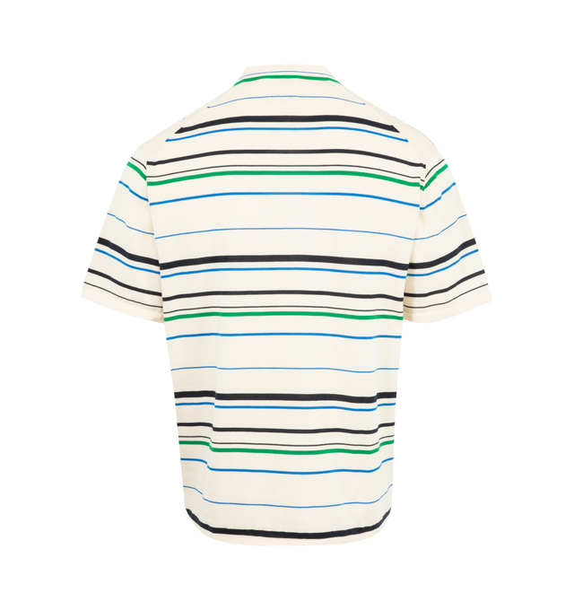 Image 2 of 2 - WHITE - Adidas x Wales Bonner Knit Polo featuring regualr fit, tipped polo collar, inset-V, pullover style, short sleeves with ribbed cuffs and allover striping. 100% polyester.