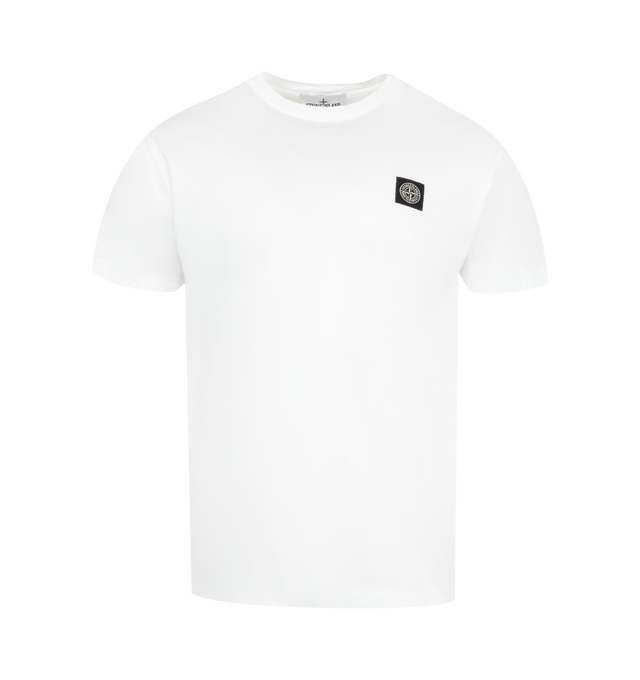 Image 1 of 2 - WHITE - STONE ISLAND Logo T-Shirt featuring crew neck, short sleeves, logo label on the chest and straight hem. 100% cotton.
